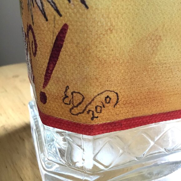 VTG Hand-Painted Glass Bottle 12" Snowman Heart Warmer Folk Art Signed 2010 Cork - Picture 3 of 7